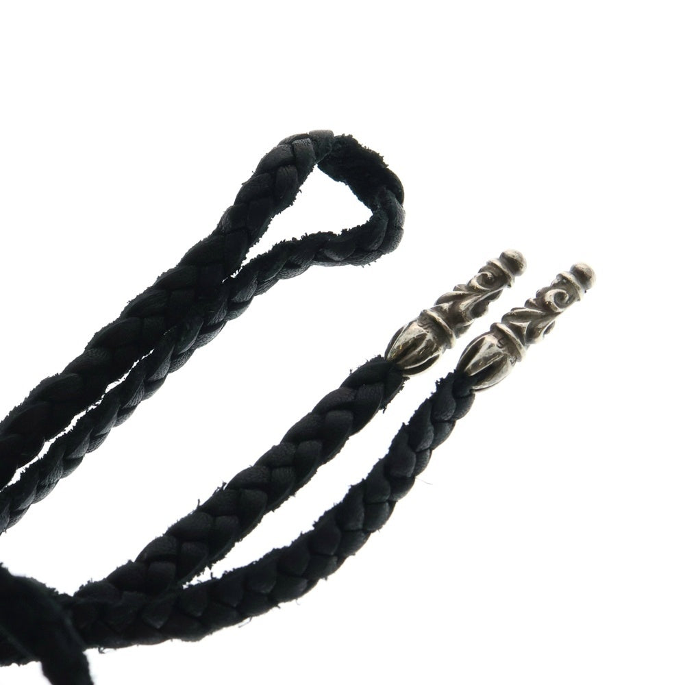 CHROME HEARTS(クロムハーツ) LEATHER BRAID SCROLL ネックレス レザーブレイドネックレス ブラック/シルバー BCA377