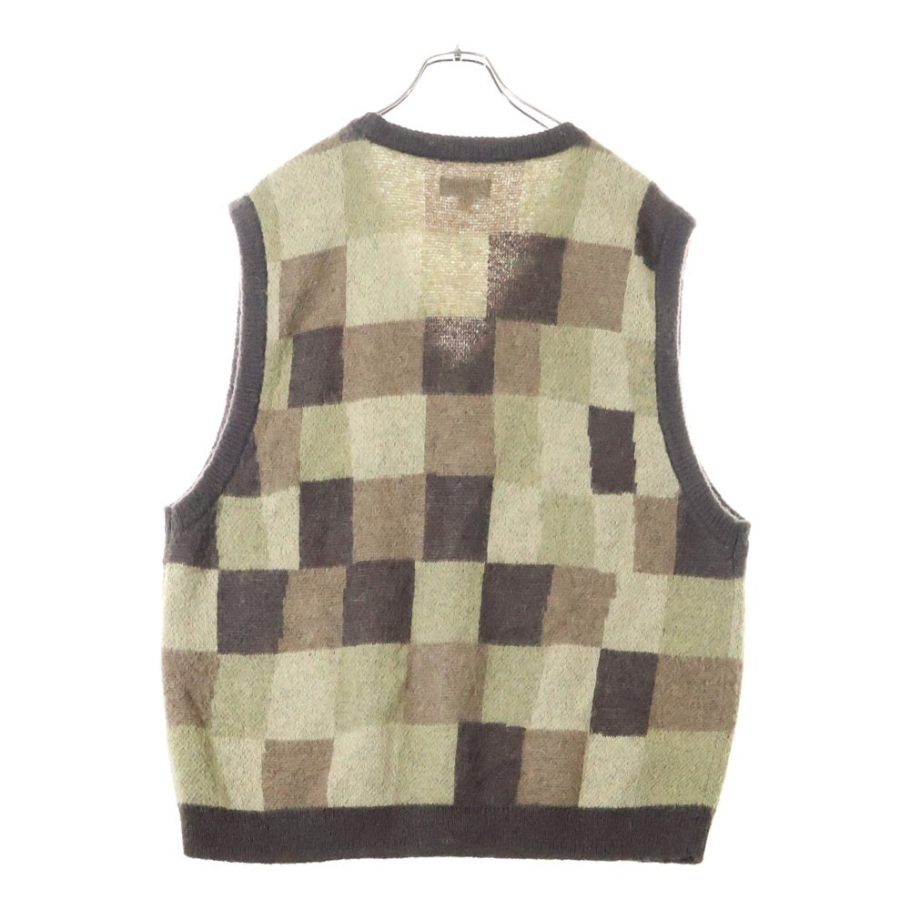 STUSSY(ステューシー) WOBBLY CHECK SWEATER VEST ウォブリー チェック ウールモヘア ニット ベスト