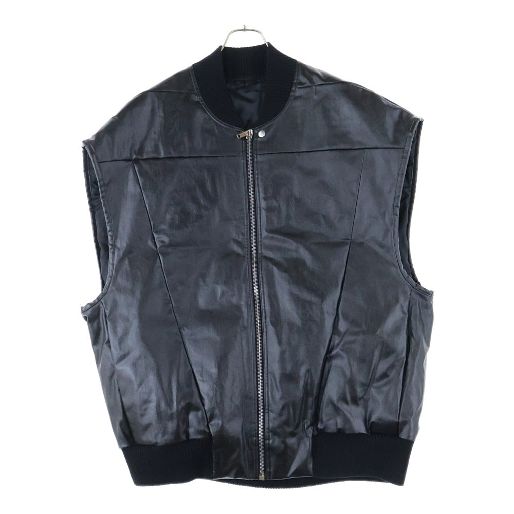 Rick Owens(リックオウエンス) 24SS JUMBO FLIGHT VEST IN COATED DENIM ジャンボフライト ジップアップベスト ブラック RU01D3761-SCT