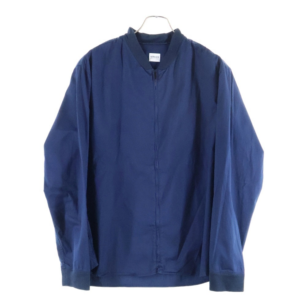 ARMANI COLLEZIONI(アルマーニ コレツィオーニ) メッシュカラー ジップアップ コットン シャツ ブルゾン ジャケット ネイビー PCSMXTPC5F8