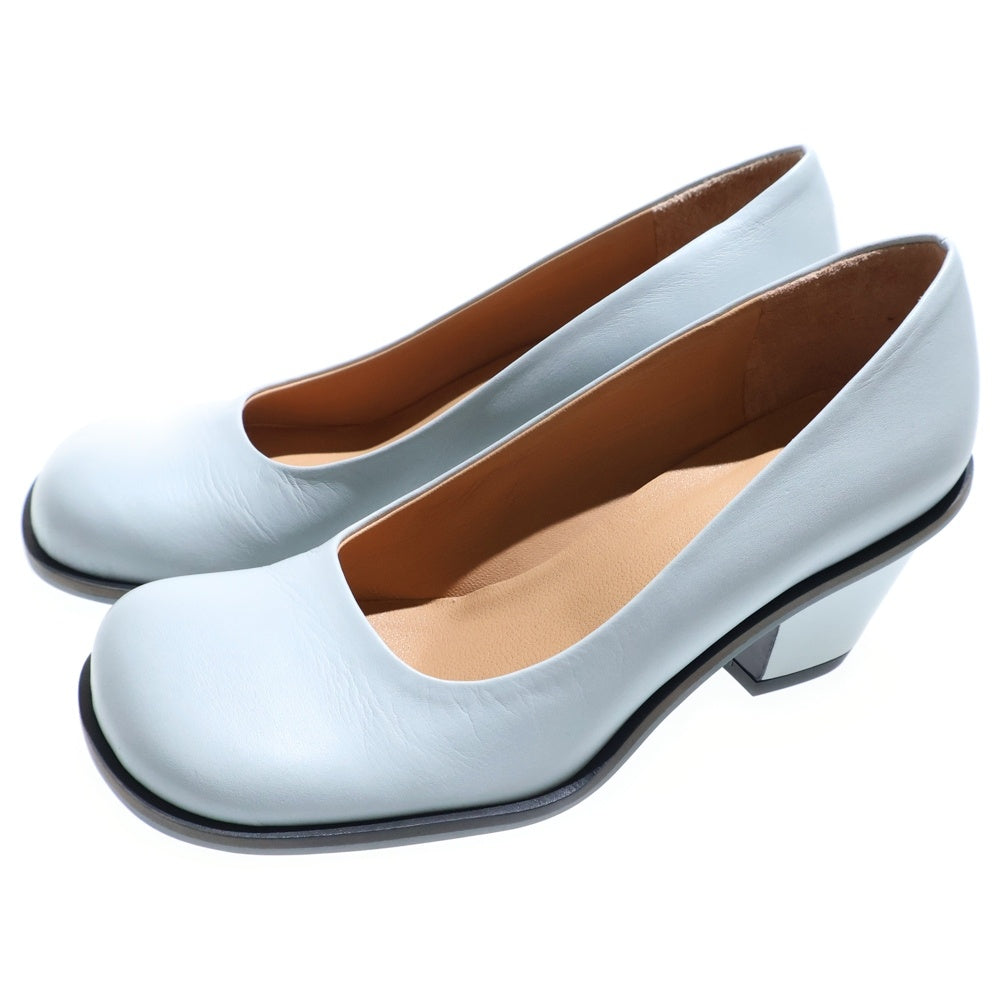 LAURENCE (ローレン) スクエアトゥー レザーヒールパンプス レディース ブルー