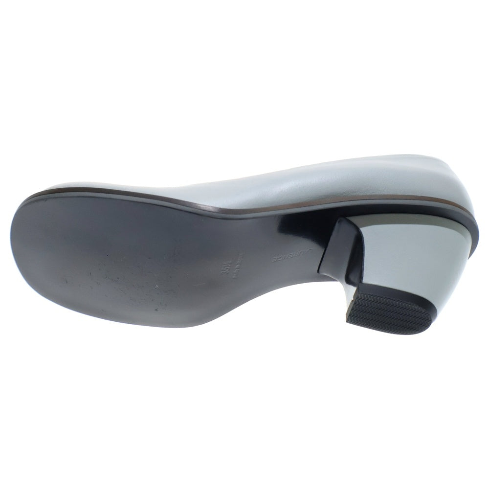 LAURENCE (ローレン) スクエアトゥー レザーヒールパンプス レディース ブルー