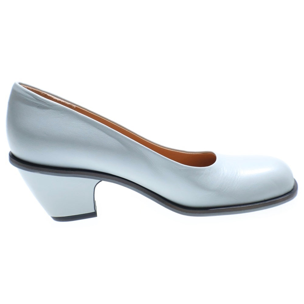 LAURENCE (ローレン) スクエアトゥー レザーヒールパンプス レディース ブルー