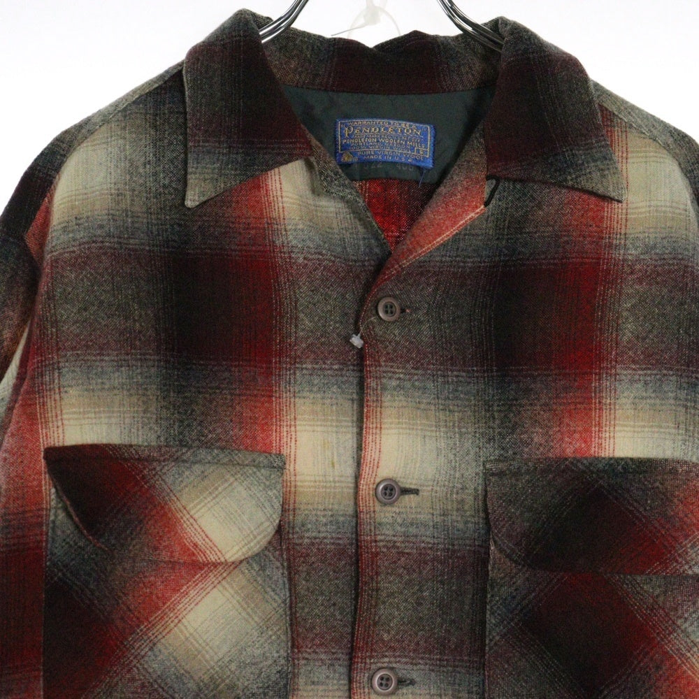 PENDLETON(ペンドルトン) 70S VINTAGE タータンチェック ウール ヴィンテージ 長袖シャツ レッド