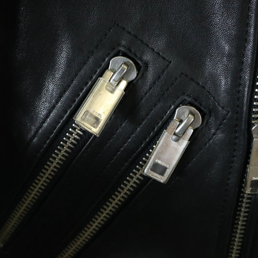 DIESEL(ディーゼル) L-GARRETT JACKET ギャレット シープスキン ダブル ライダースジャケット ブラック A00040