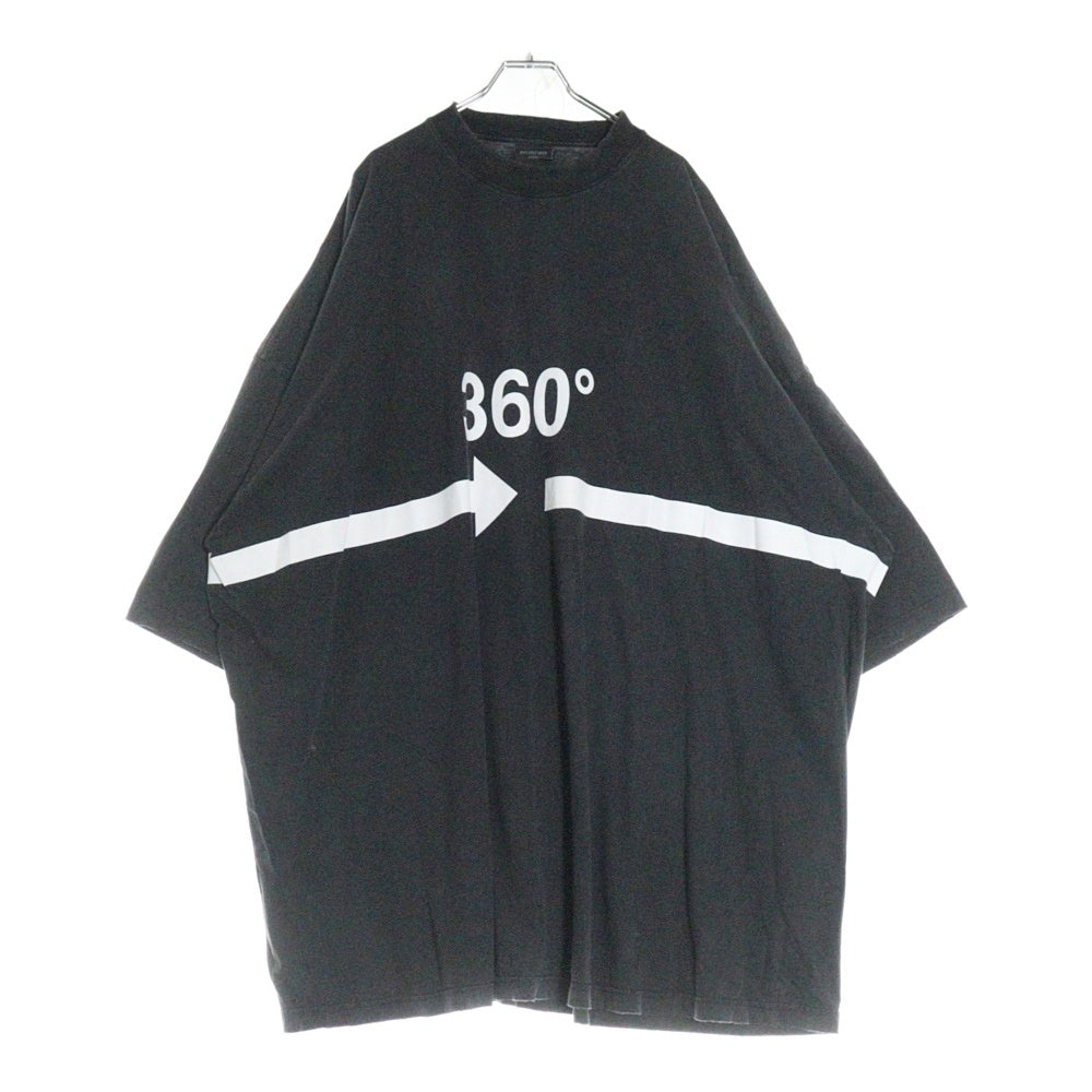 BALENCIAGA(バレンシアガ) 22AW 360 TUBULAR OVERSIZED TSHIRT チュビュラー オーバーサイズ ダメージ加工 モックネック カットソー 半袖Tシャツ ブラック 103MT-1628