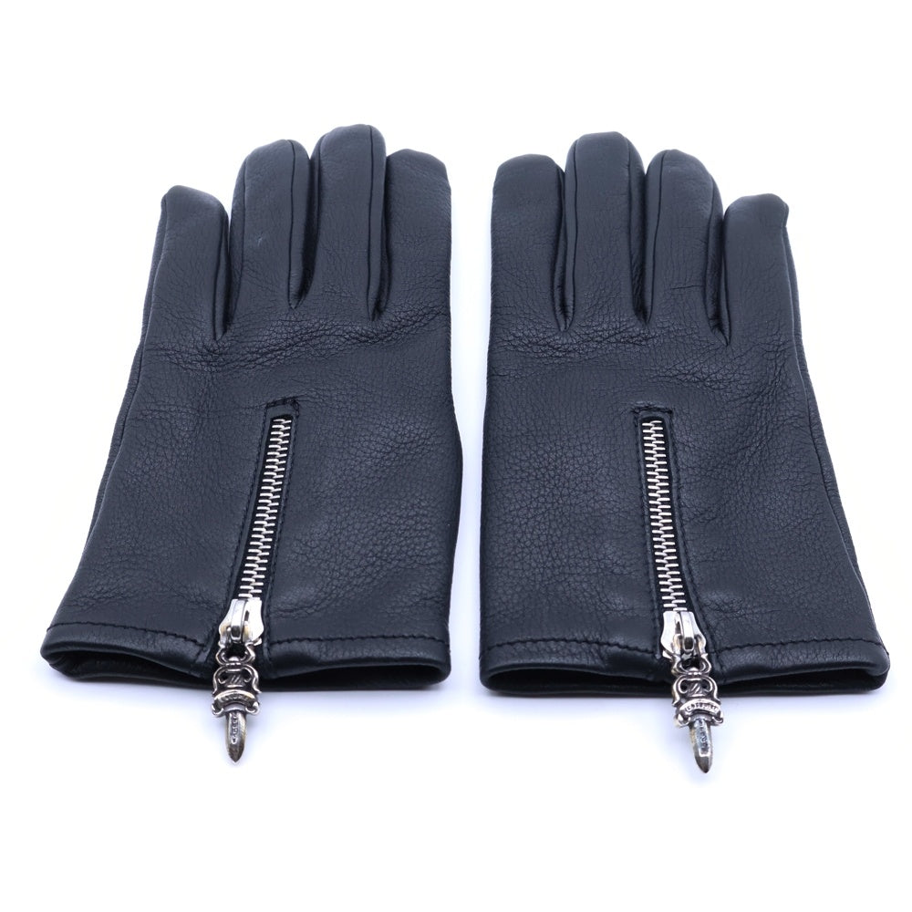 CHROME HEARTS(クロムハーツ) DGR ZIP GROVE ダガージップ レザーグローブ ブラック