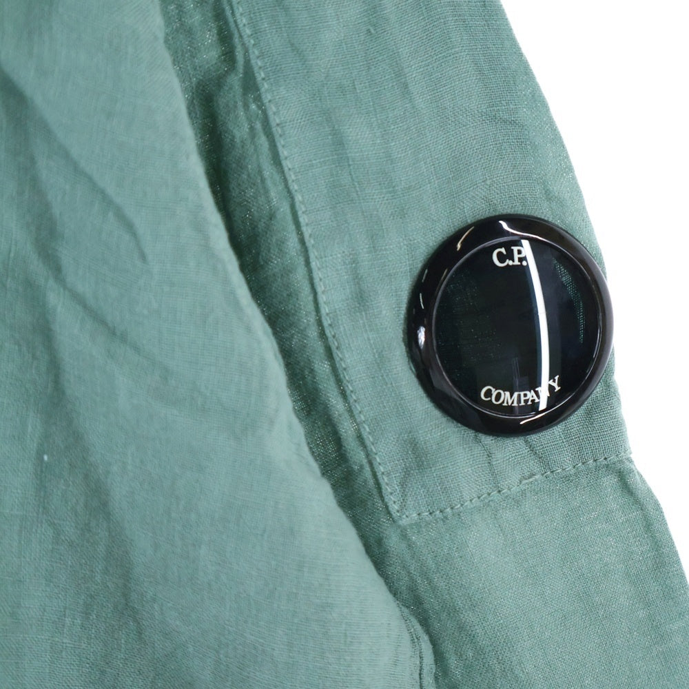 C.P. Company(シーピーカンパニー) 24SS LINEN POCKET SHIRT リネンポケット ゴーグル 長袖シャツ グリーン 16CMSH301A