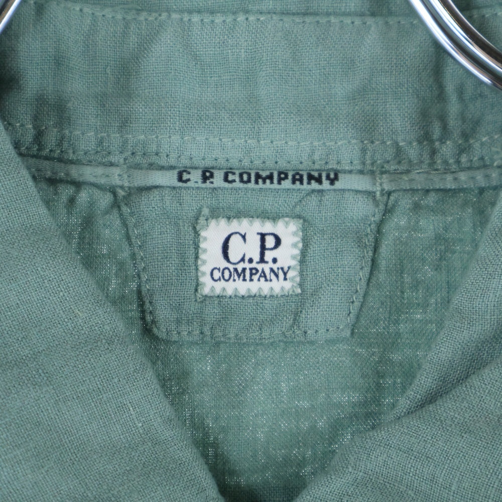 C.P. Company(シーピーカンパニー) 24SS LINEN POCKET SHIRT リネンポケット ゴーグル 長袖シャツ グリーン 16CMSH301A