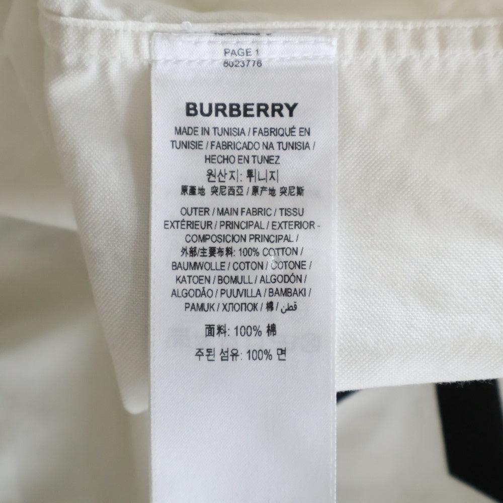 BURBERRY(バーバリー) ホースフェリー ロゴプリント レギュラーカラー 長袖シャツ ホワイト/ブラック 8023776