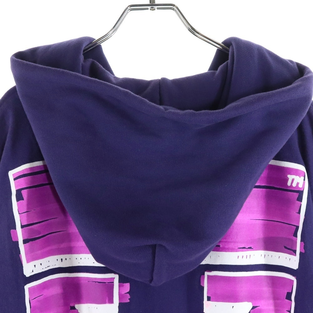 OFF-WHITE(オフホワイト) 21SS MARKER DOUBLE TEE HOODIE マーカーアロー グラフィックプリント レイヤード スウェット プルオーバーパーカー パープル OMBB051R21FLE002