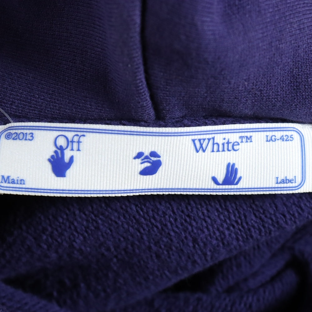 OFF-WHITE(オフホワイト) 21SS MARKER DOUBLE TEE HOODIE マーカーアロー グラフィックプリント レイヤード スウェット プルオーバーパーカー パープル OMBB051R21FLE002