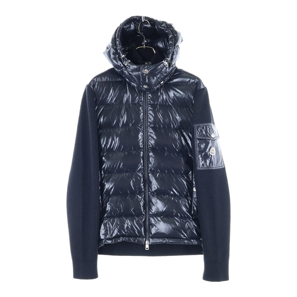 MONCLER(モンクレール) 19AW MAGLIONE TORICOT CARDIGAN マグリオントリコットカーディガン ニット切替 フーデット ダウンジャケット ブラック E20919416200 9699Z