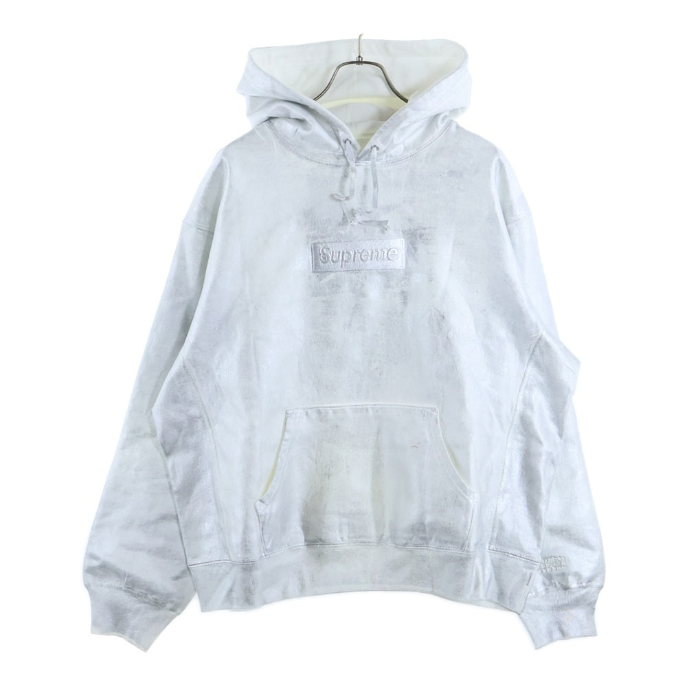 SUPREME(シュプリーム) × MM6 Maison Margiela Foil Box Logo Hooded Sweatshirt エムエムシックス メゾンマルジェラ フォイルボックスロゴ スウェット プルオーバーパーカー シルバー