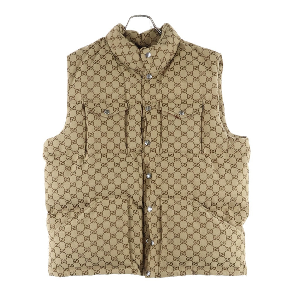 GUCCI(グッチ) 21AW×THE NORTH FACE ノースフェイス GG総柄 ボタンダウン ダウンベスト ベージュ 670768 Z8APY