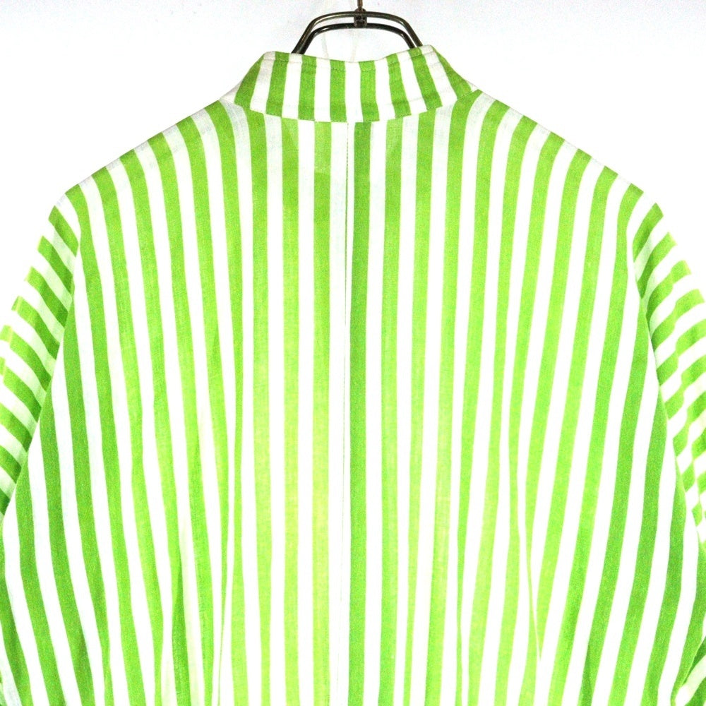 VUOKKO(ヴォッコ) 70s VINTAGE ヴィンテージ スタンドカラー ストライプ ワンピース ドレス レディース ホワイト/グリーン