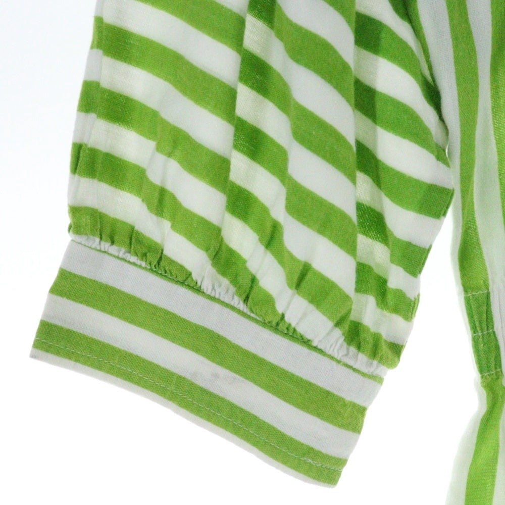 VUOKKO(ヴォッコ) 70s VINTAGE ヴィンテージ スタンドカラー ストライプ ワンピース ドレス レディース ホワイト/グリーン