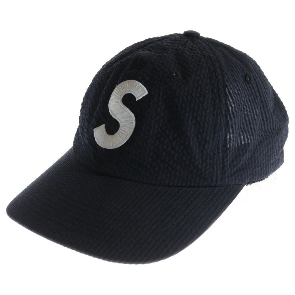 SUPREME(シュプリーム) 24SS Seersucker S Logo 6-Panel シアサッカー エス ロゴ 6 パネルキャップ 帽子 ネイビー