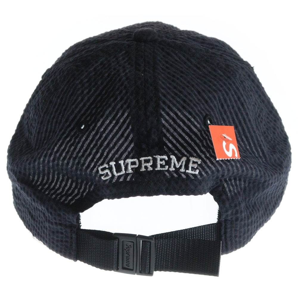SUPREME(シュプリーム) 24SS Seersucker S Logo 6-Panel シアサッカー エス ロゴ 6 パネルキャップ 帽子 ネイビー