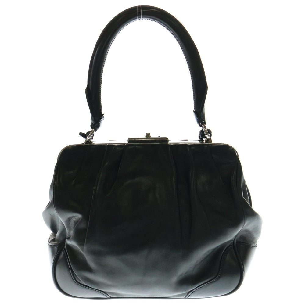 PRADA(プラダ) NAPPA SPORT BAG がま口 レザー タック ボストン ハンドバッグ レディース ブラック BR3481