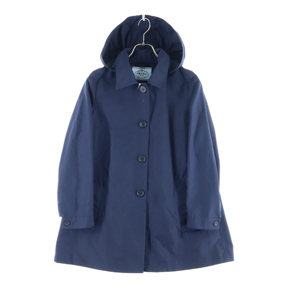 PRADA(プラダ) コットン ポリエステル フーデット バックタック トレンチコート レディース ネイビー 290300 R181 U43