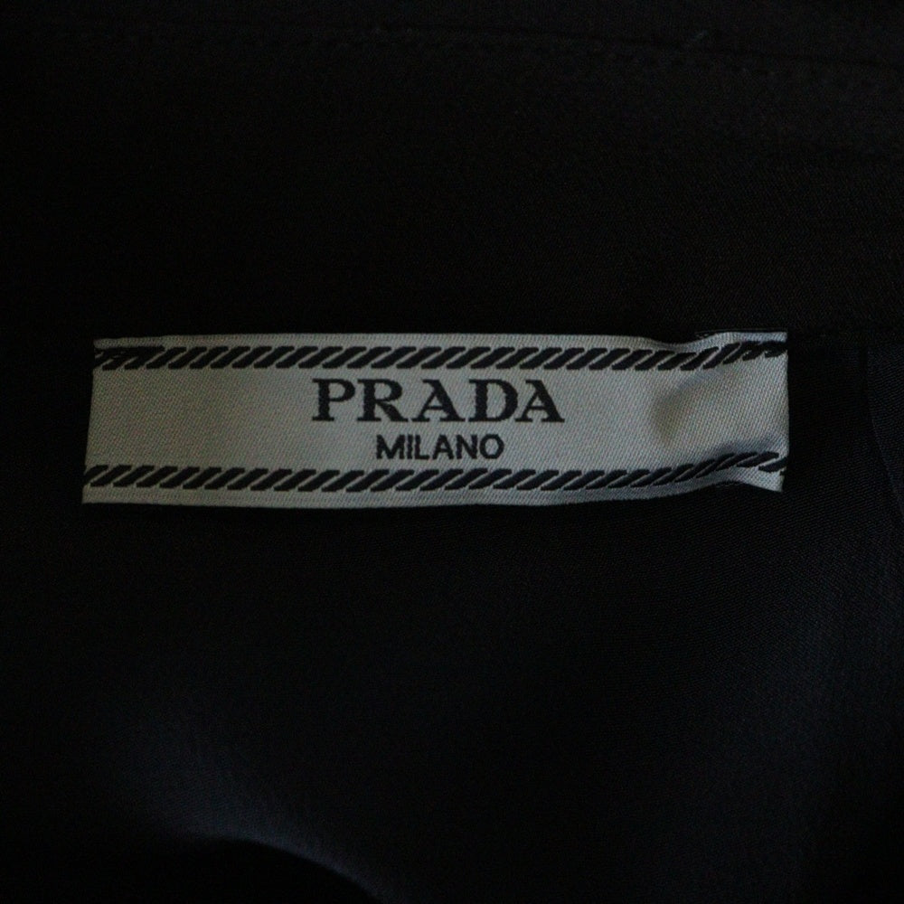 PRADA(プラダ) ダブルカラー フラット シルク 長袖 シャツ レディース ネイビー P4960G R162 1SV1