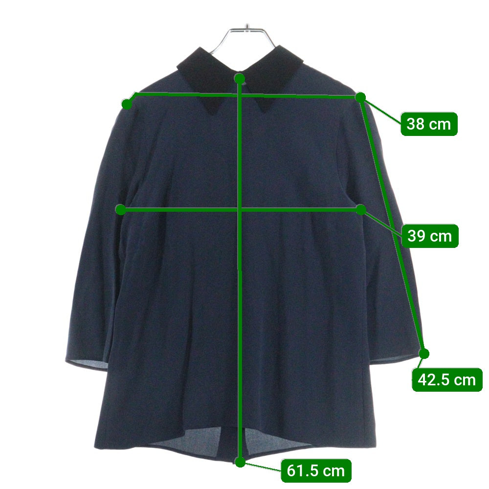 PRADA(プラダ) ダブルカラー フラット シルク 長袖 シャツ レディース ネイビー P4960G R162 1SV1