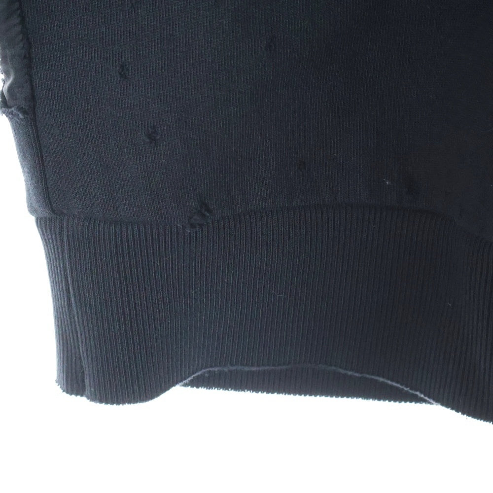 GIVENCHY(ジバンシィ) デストロイ ダメージ加工 フロントロゴ クルーネック スウェット トレーナー ブラック 16P 7705 485