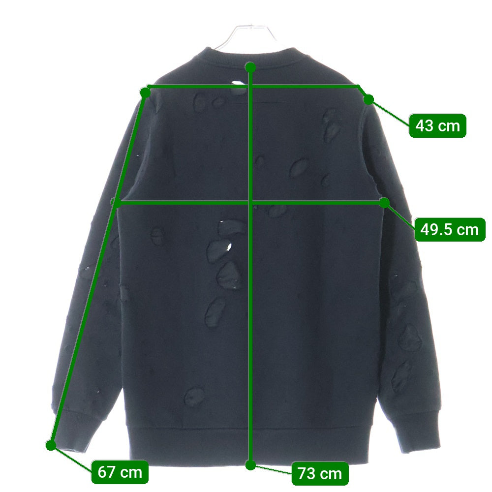 GIVENCHY(ジバンシィ) デストロイ ダメージ加工 フロントロゴ クルーネック スウェット トレーナー ブラック 16P 7705 485