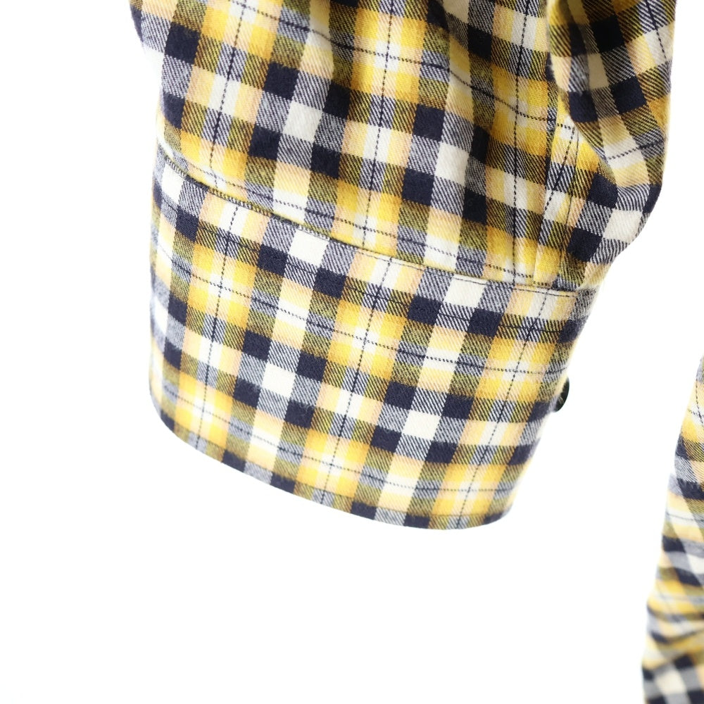 BALENCIAGA(バレンシアガ) バックロゴプリント チェック柄 ボウタイ ニュースウィング 長袖シャツ イエロー 520497 TBM09
