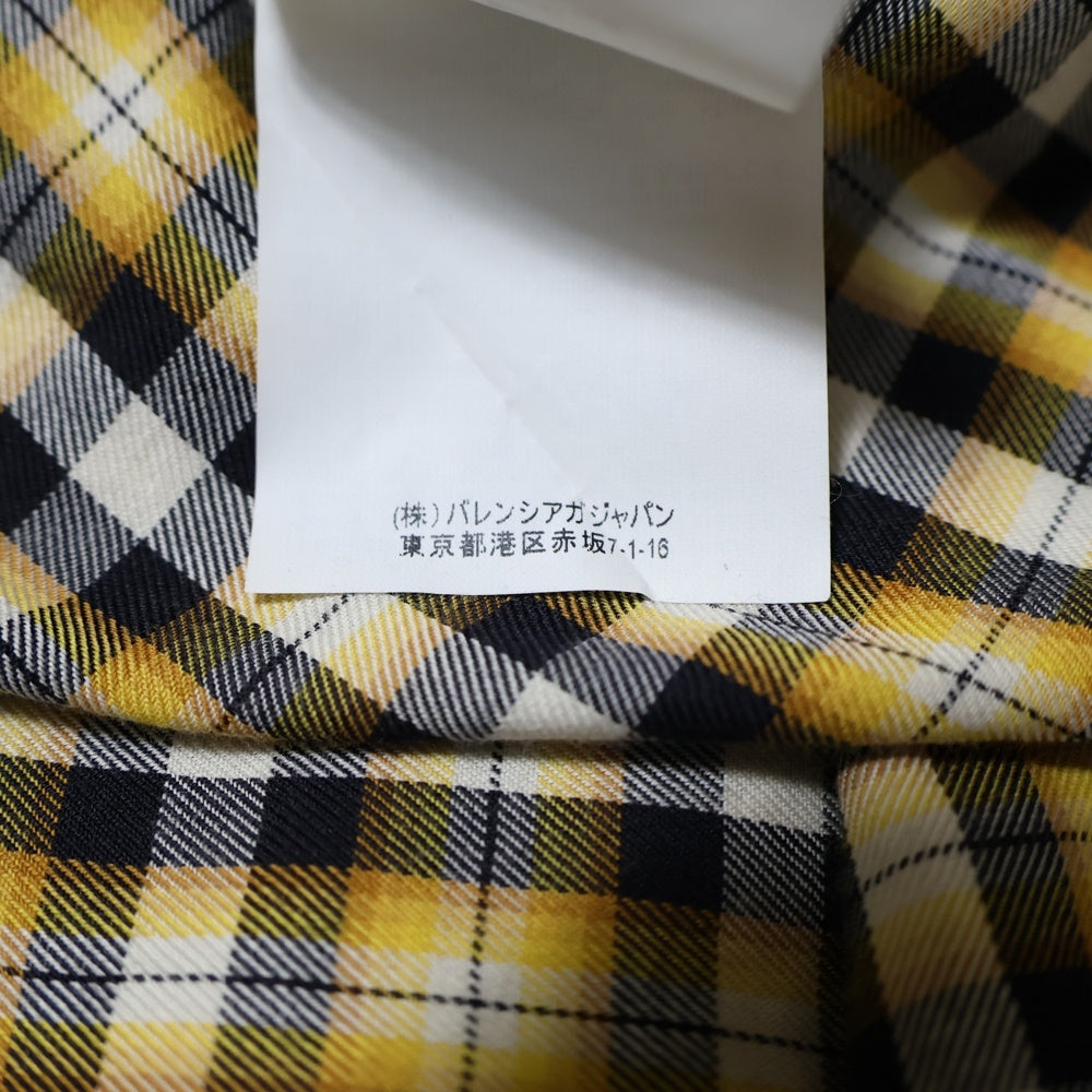BALENCIAGA(バレンシアガ) バックロゴプリント チェック柄 ボウタイ ニュースウィング 長袖シャツ イエロー 520497 TBM09