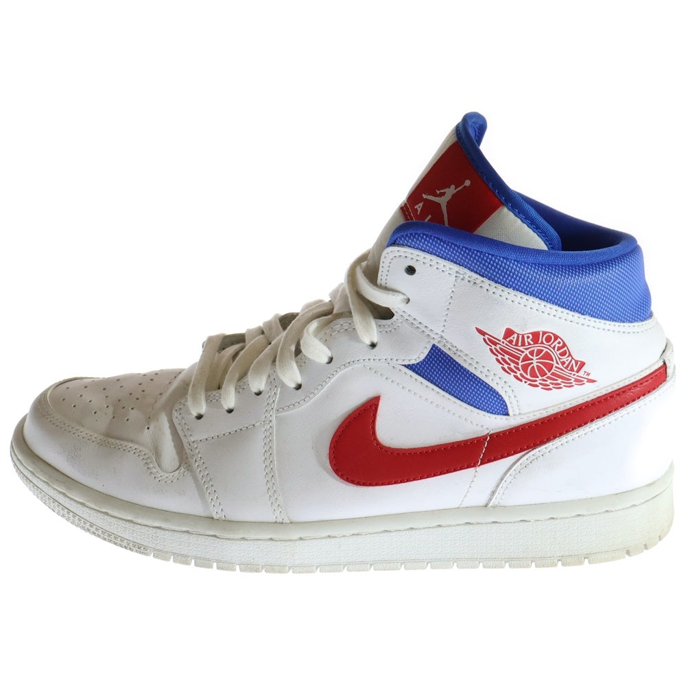 NIKE(ナイキ) WMNS AIR JORDAN1 MID ウィメンズ エアジョーダン1 ミッドカットスニーカー ホワイト/レッド US11.5/28.5cm BQ6472-164