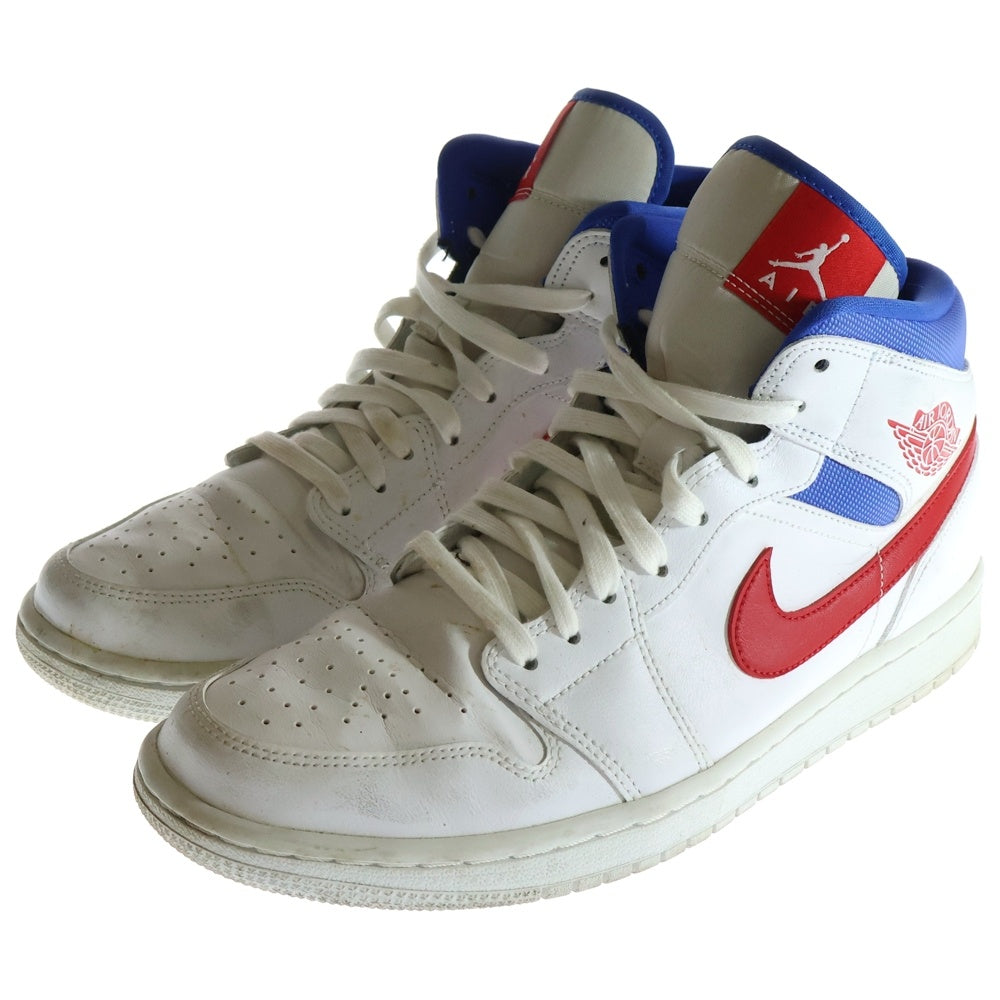 NIKE(ナイキ) WMNS AIR JORDAN1 MID ウィメンズ エアジョーダン1 ミッドカットスニーカー ホワイト/レッド US11.5/28.5cm BQ6472-164