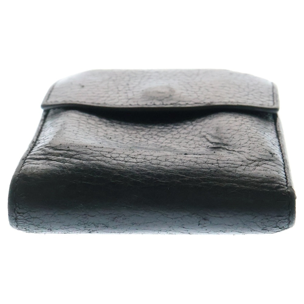 Maison Martin Margiela(メゾンマルタンマルジェラ) フォーステッチ コインケース付き レザーウォレット 二つ折り財布 ブラック