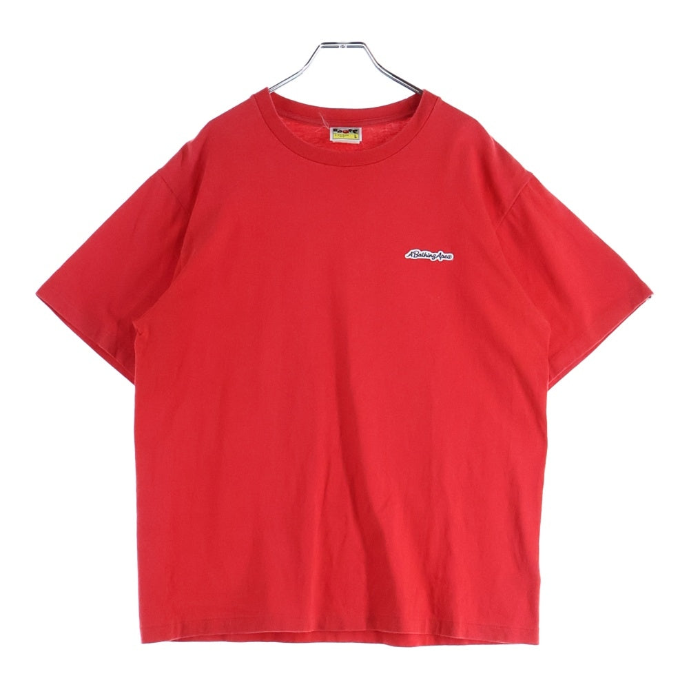 BAPE BY A BATHING APE(ベイプ ア ベイシング エイプ) ロゴワッペン付き クルーネック半袖Tシャツ カットソー レッド