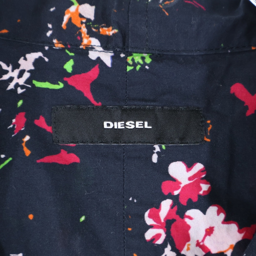 DIESEL(ディーゼル) S-ROHAD-E 総柄 オープンカラー 半袖シャツ ブラック A02209
