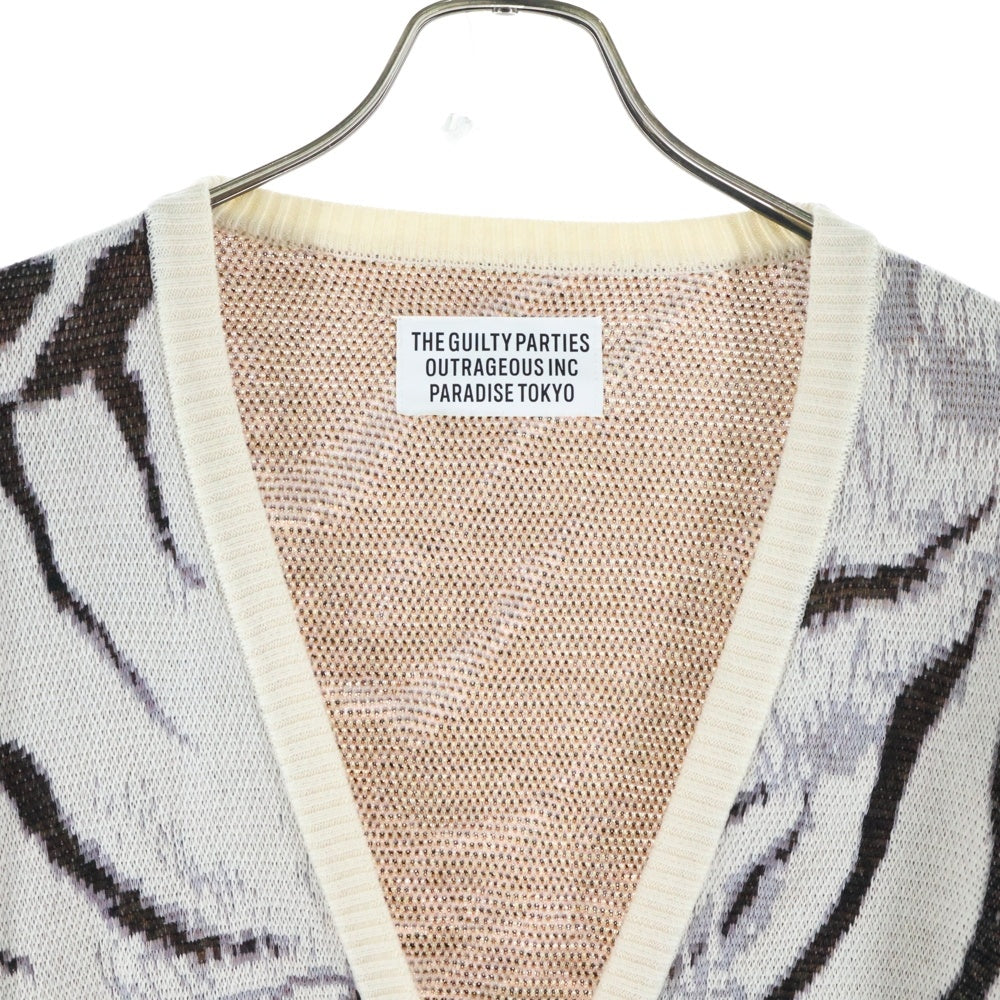 WACKO MARIA(ワコマリア) 22SS TIM LEHI JACQUARD CARDIGAN ティム レヒ トラ柄 ジャガードカーディガン ニット ホワイト