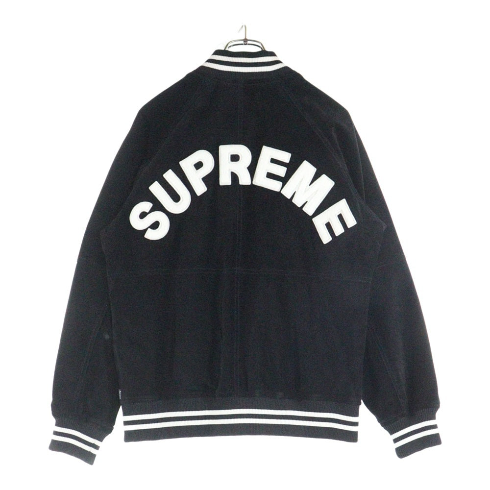 SUPREME(シュプリーム) 17SS Suede Varsity Jacket スエード バックロゴワッペン バーシティージャケット ブラック