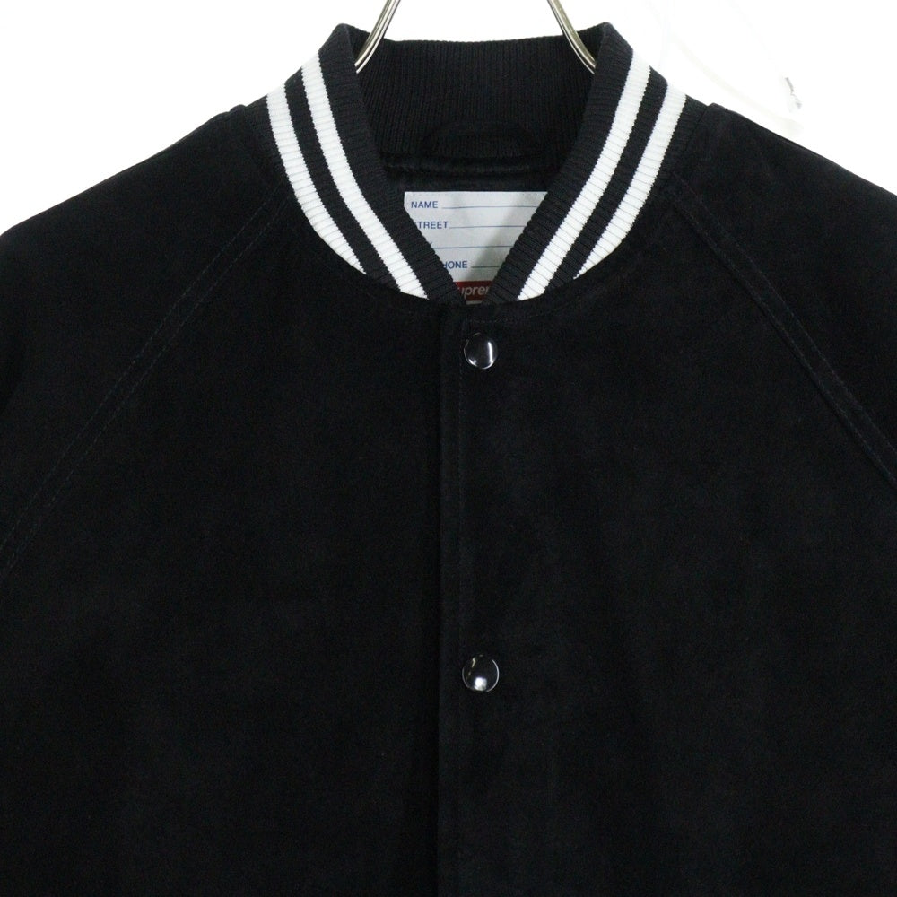SUPREME(シュプリーム) 17SS Suede Varsity Jacket スエード バックロゴワッペン バーシティージャケット ブラック