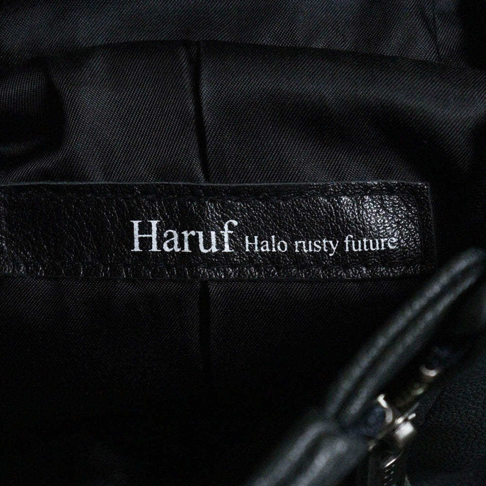 Haruf(ハルフ) ゴートスキン ジップアップ フーデッド レザージャケット ネイビー