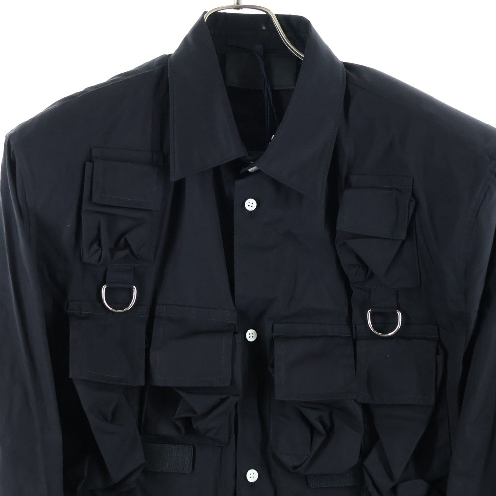 PRADA(プラダ) 24SS マルチポケット コットン シャツジャケット ブラック UGI267 SAAO 1XV2