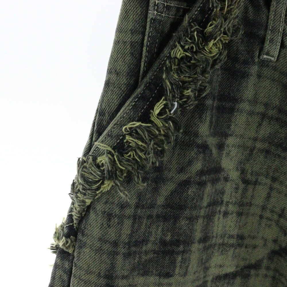 Egon Lab.(エゴンラボ) 25SS フリンジ チェック フレア パンツ グリーン SS25 DA 001 A