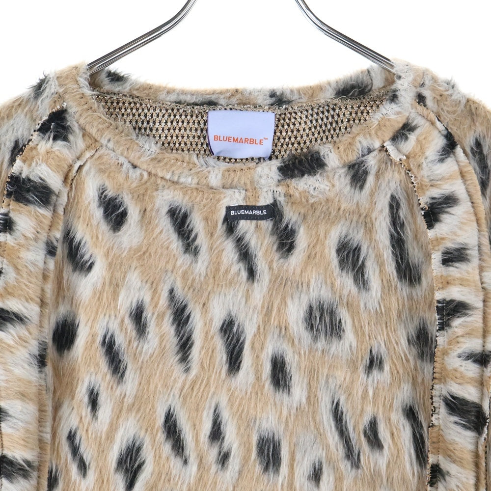 BLUEMARBLE(ブルーマーブル) レオパード ロングスリーブニット 長袖セーター ブラウン