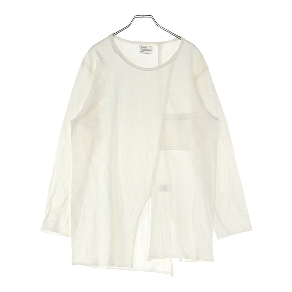 s'yte(サイト) フロントスリット クルーネック長袖Tシャツ カットソー ホワイト UR-T88-074