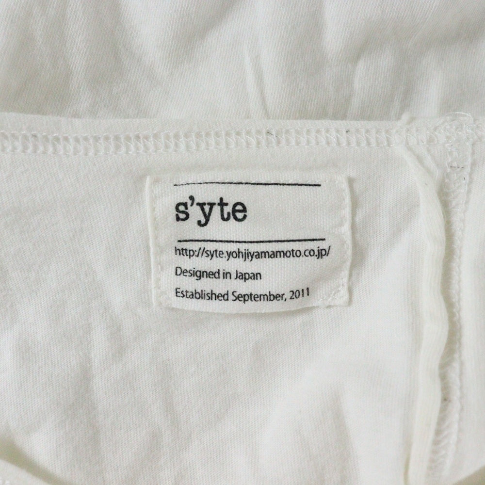 s'yte(サイト) フロントスリット クルーネック長袖Tシャツ カットソー ホワイト UR-T88-074