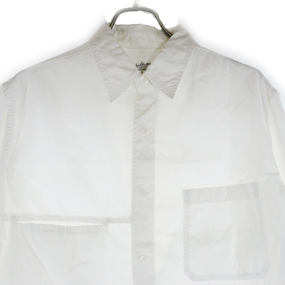 Yohji Yamamoto POUR HOMME(ヨウジヤマモト プールオム) 20SS ダブルポケット ロングスリーブ 長袖シャツ ホワイト HN-B01-001