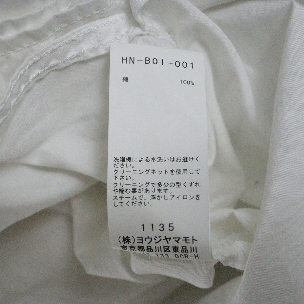 Yohji Yamamoto POUR HOMME(ヨウジヤマモト プールオム) 20SS ダブルポケット ロングスリーブ 長袖シャツ ホワイト HN-B01-001