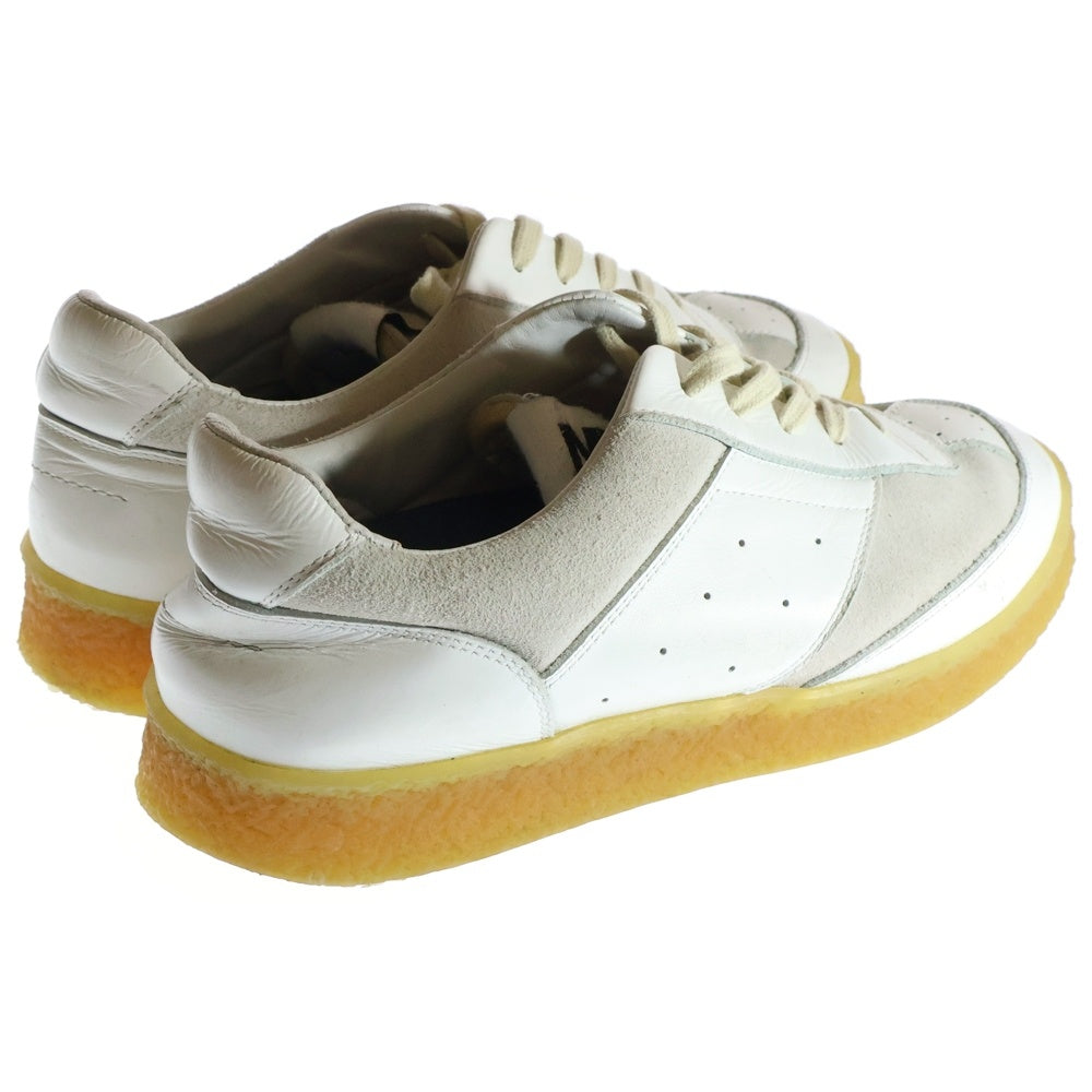 MM6 Maison Margiela(エムエムシックスメゾンマルジェラ) カーフレザー スウェード切り替え レザーローカットスニーカー ホワイト/ベージュ