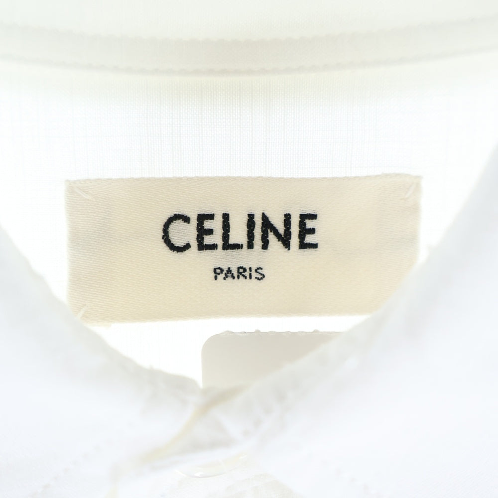 CELINE(セリーヌ) トリオンフ ロゴエンブロイダリー コットン レギュラーカラー 長袖ドレスシャツ ホワイト 2R47K658R
