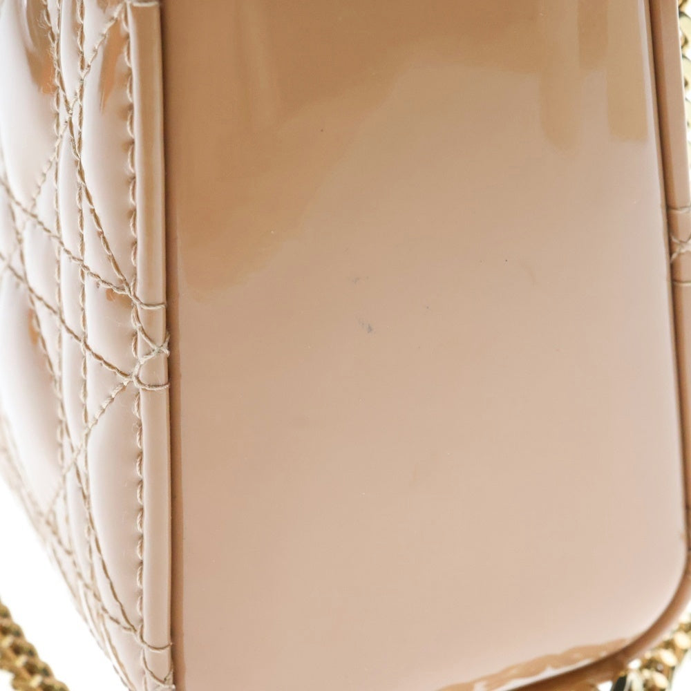 DIOR(ディオール) Lady Dior レディディオール カナージュ ミニ パテントレザー 2WAY ショルダー ハンドバッグ レディース ベージュ